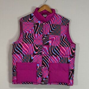 Reclaimed Vintage Y2K Psychedelic Puffer Vest Pink Streetwear Chic